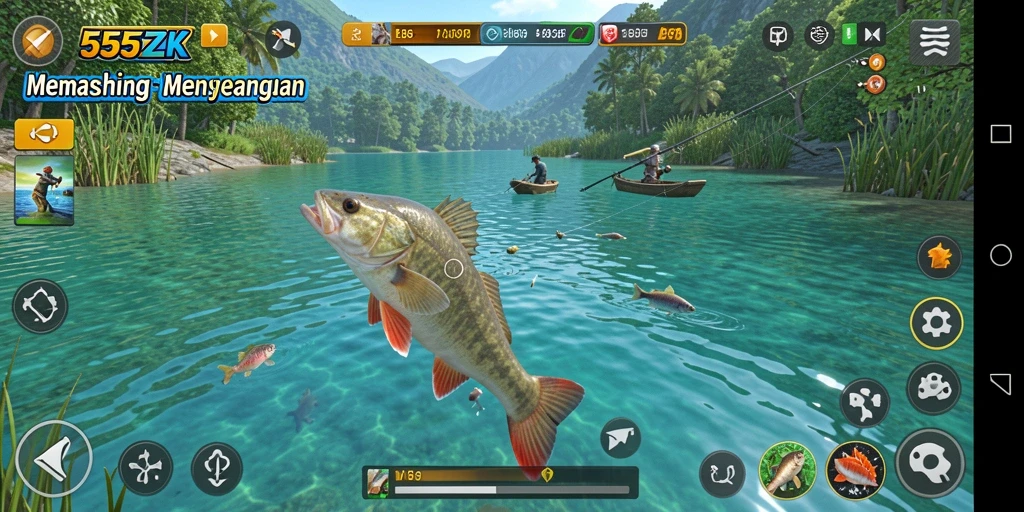 Gameplay menawan 555ZK dengan suasana memancing yang memukau.
