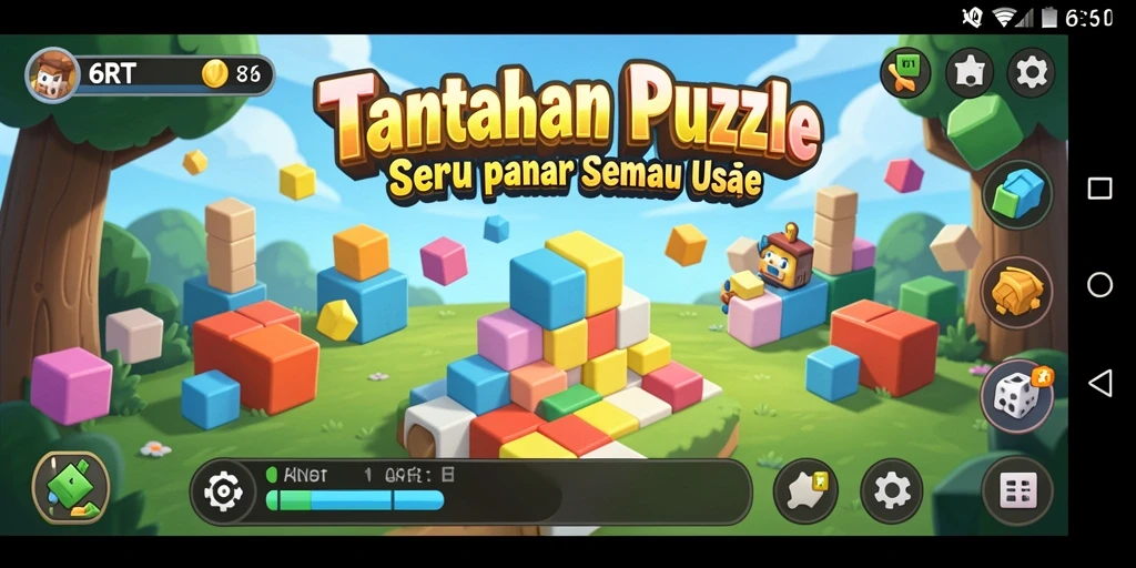 Screenshot gameplay 6RT menampilkan tantangan Puzzle yang menarik.