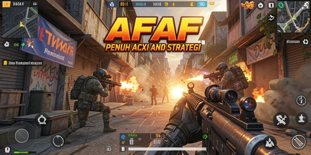 Tampilan gameplay AFAF dengan aksi menegangkan di medan perang.