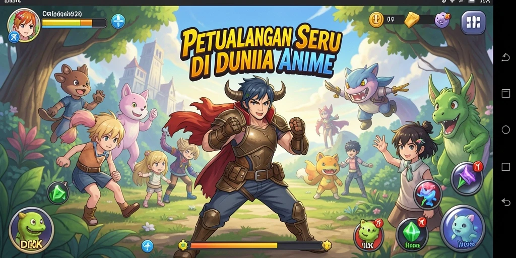 Tampilan gameplay menarik dari DKK dengan karakter-karakter anime.
