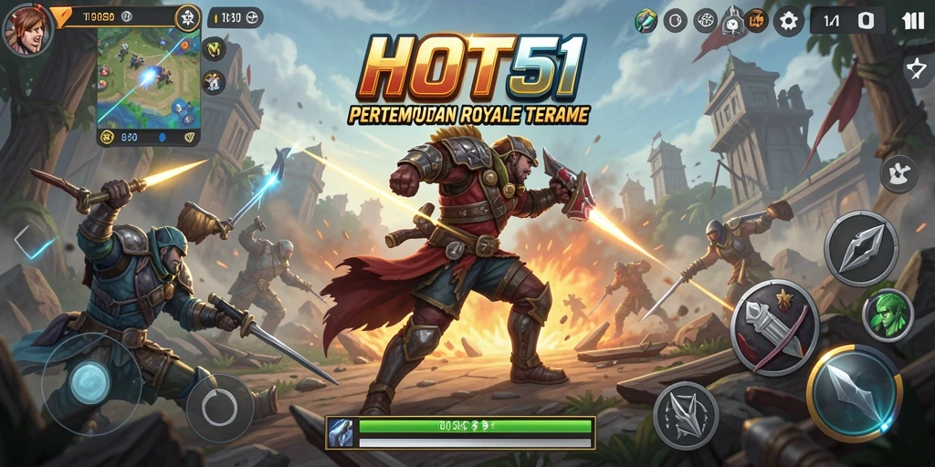 Gameplay mendebarkan dalam pertempuran Battle Royale HOT51.