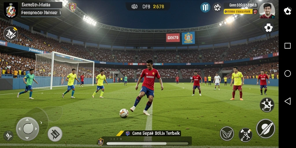Screenshot ID678 menunjukkan aksi seru pertandingan sepak bola.