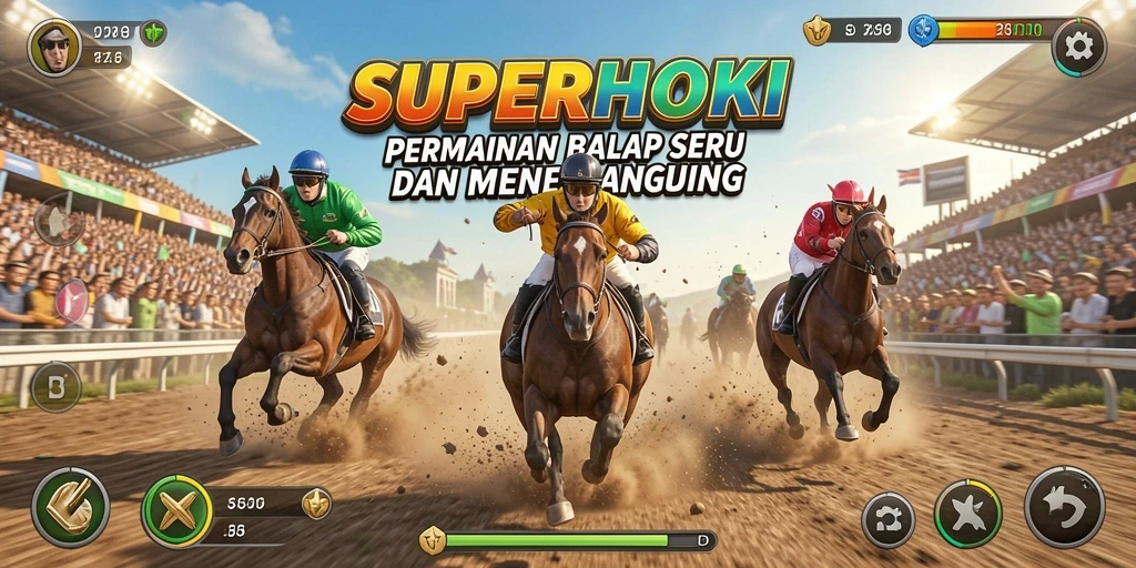 Gameplay balap yang mendebarkan dalam SUPERHOKI.