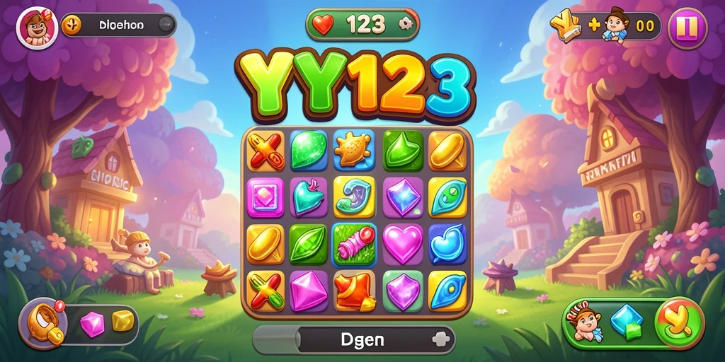 Screenshot YY123 menampilkan gameplay seru dari permainan Match-3.